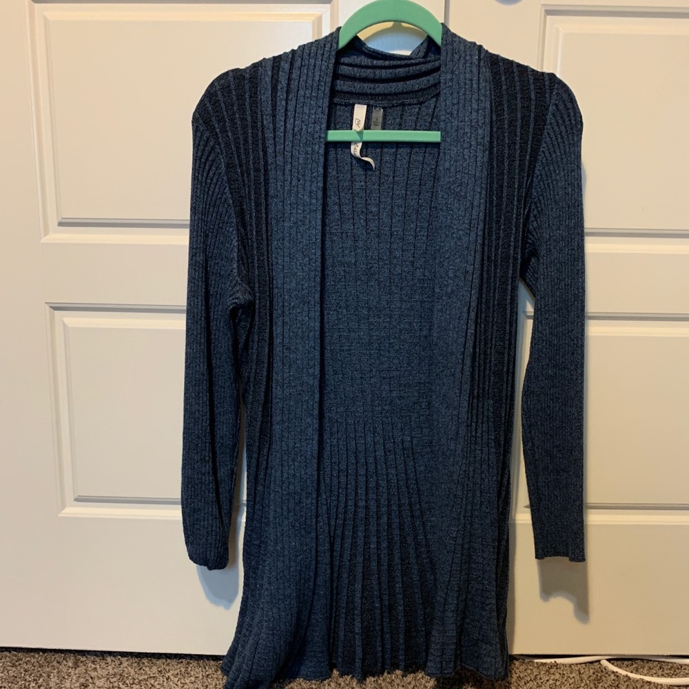 Blue sweater kimono